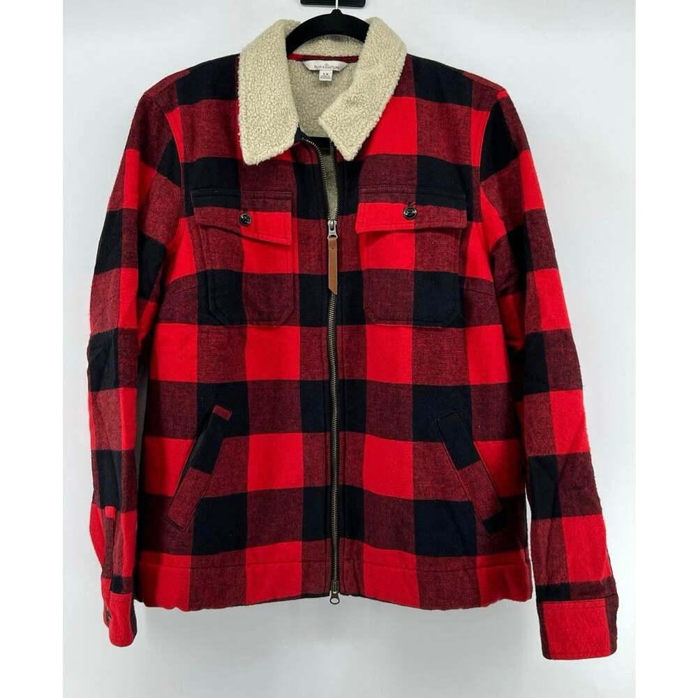 L.L.Bean | Signature Sherpa Lined Zip Jacket Red Black Buffalo Plaid Women's S